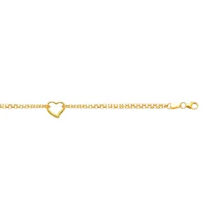 10K Gold Polished Heart Anklet