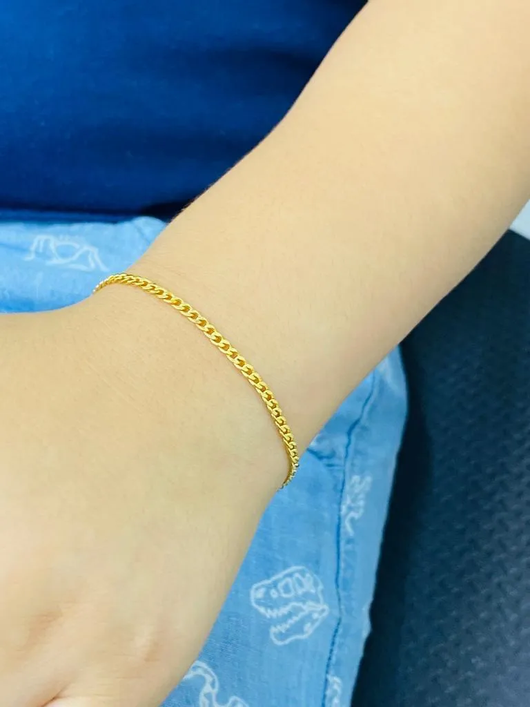 14K Gold Filled Baby Bracelet Kids Newborn Curb Link Chain Pulsera Bebe Guillo