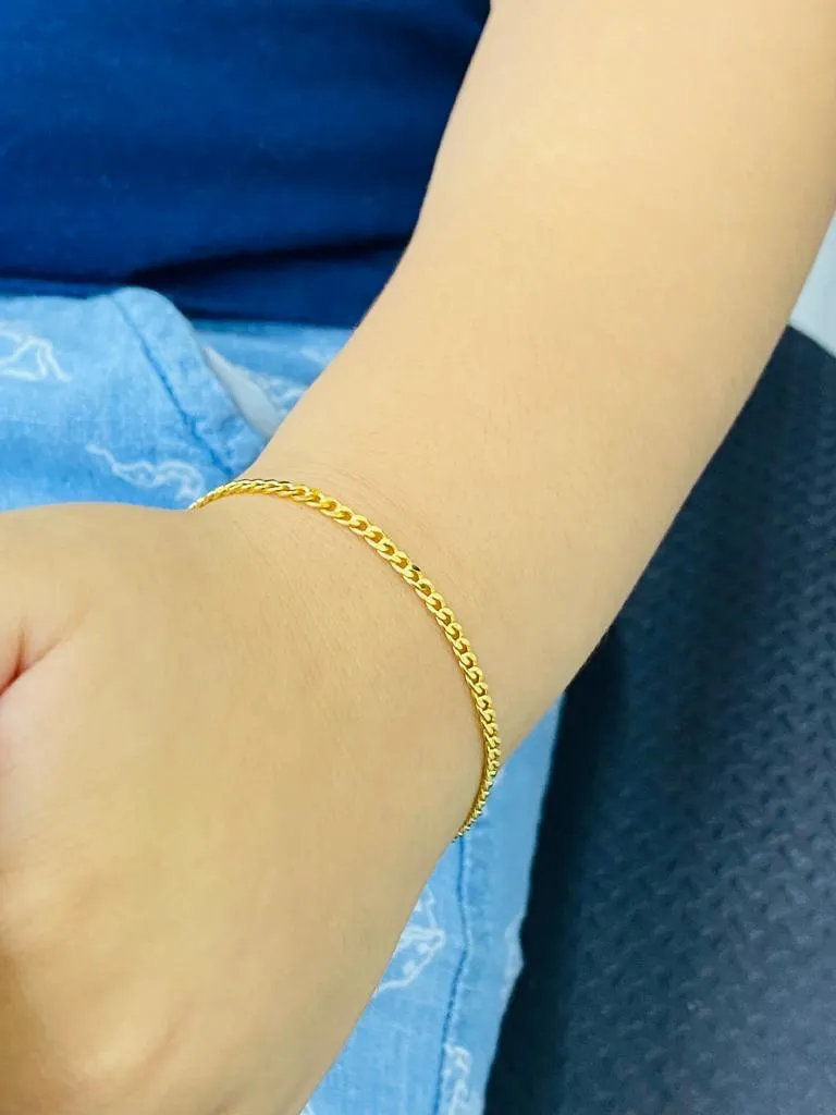 14K Gold Filled Baby Bracelet Kids Newborn Curb Link Chain Pulsera Bebe Guillo