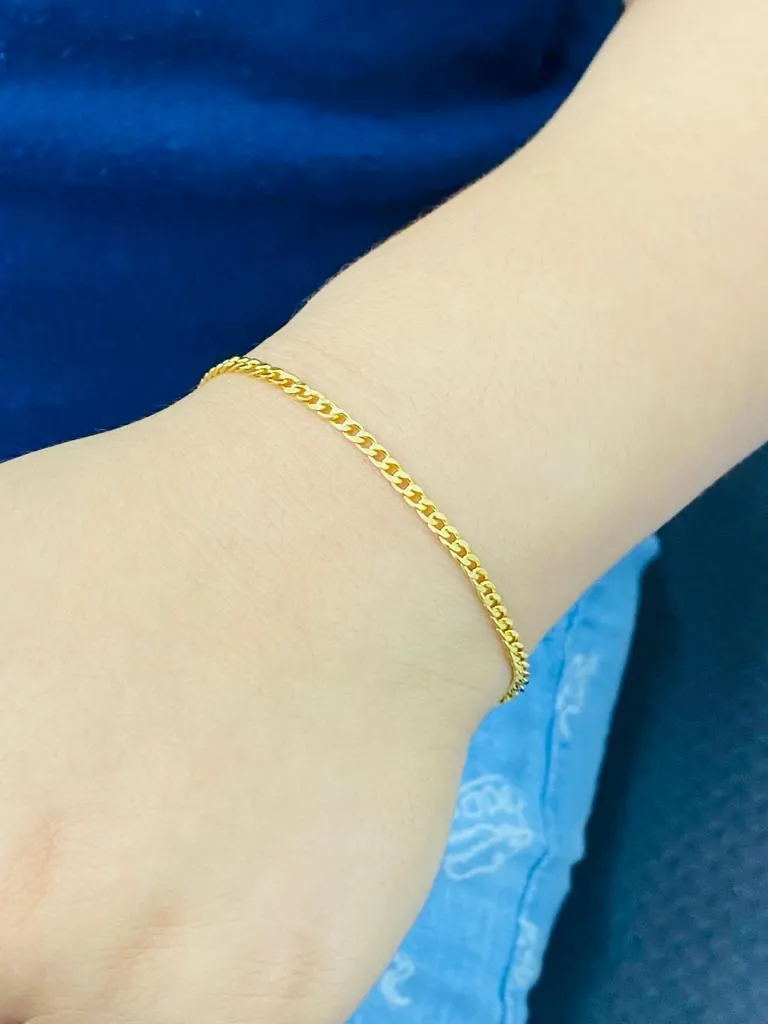 14K Gold Filled Baby Bracelet Kids Newborn Curb Link Chain Pulsera Bebe Guillo