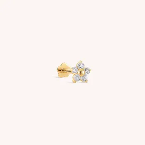 14K Solid Gold Bloom Flatback Earring