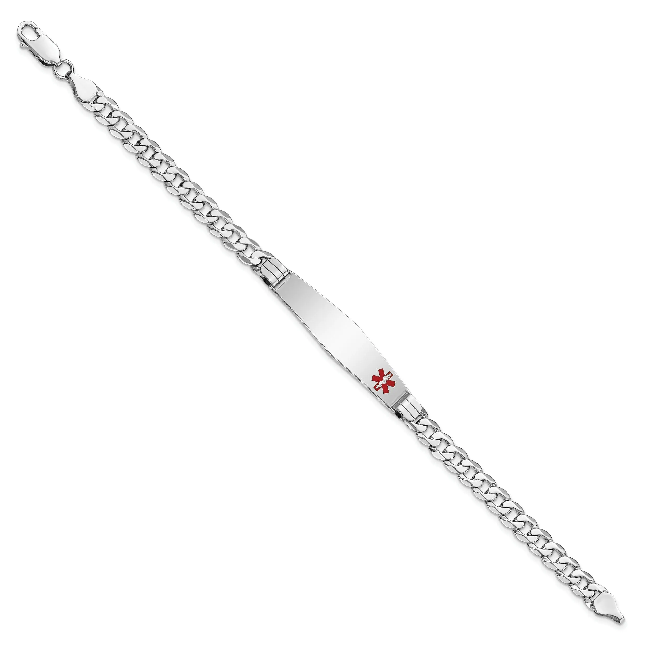 14K White Gold Curb Link Medical ID Bracelet