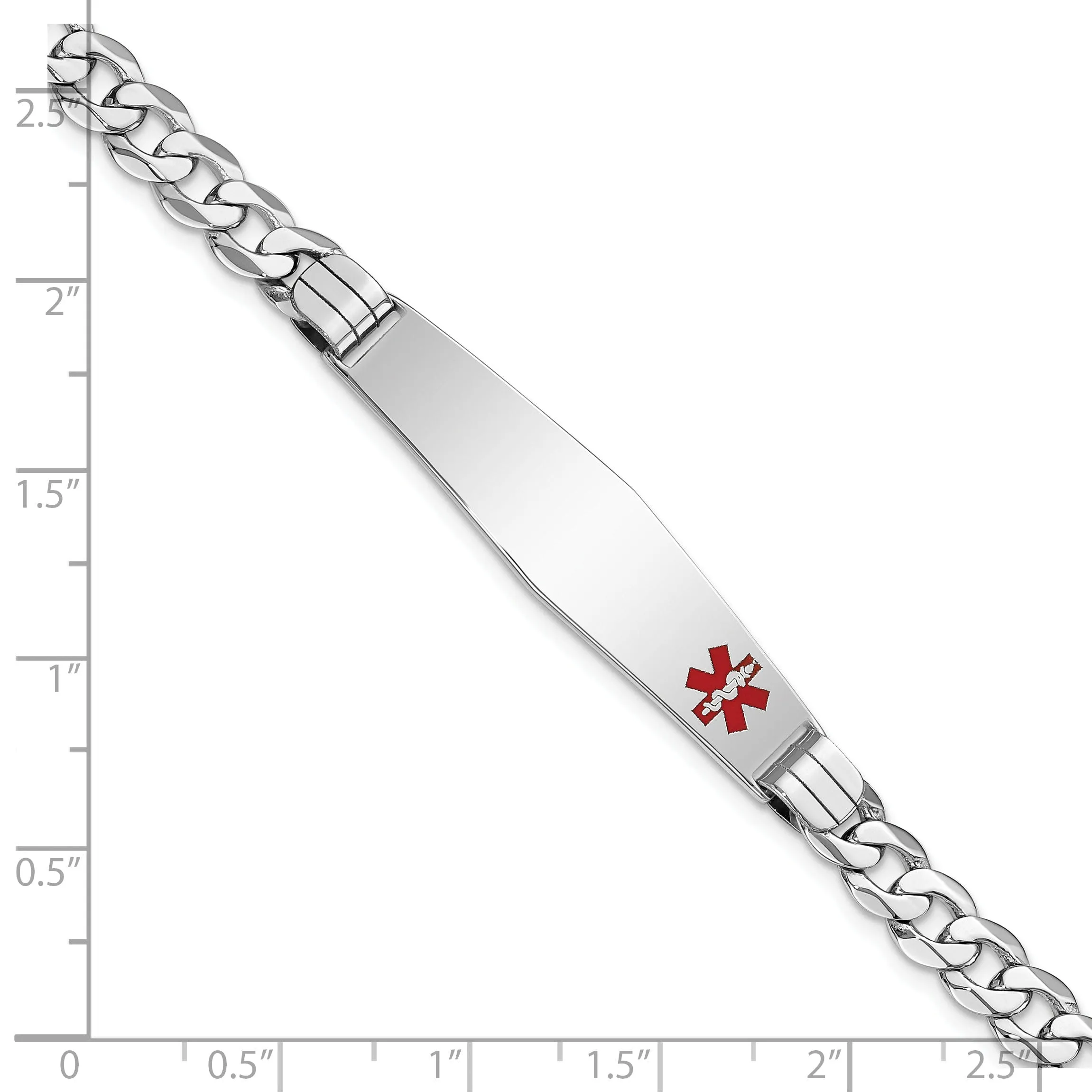 14K White Gold Curb Link Medical ID Bracelet