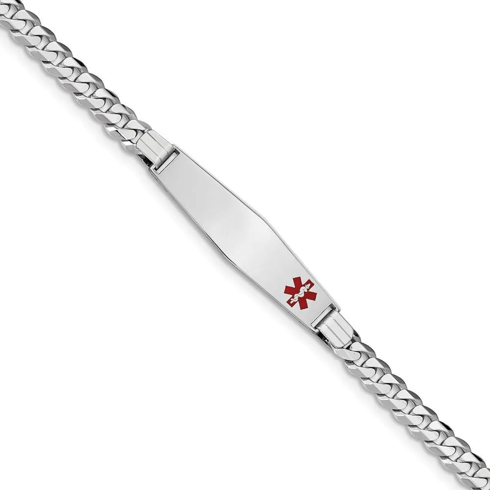 14K White Gold Curb Link Medical ID Bracelet