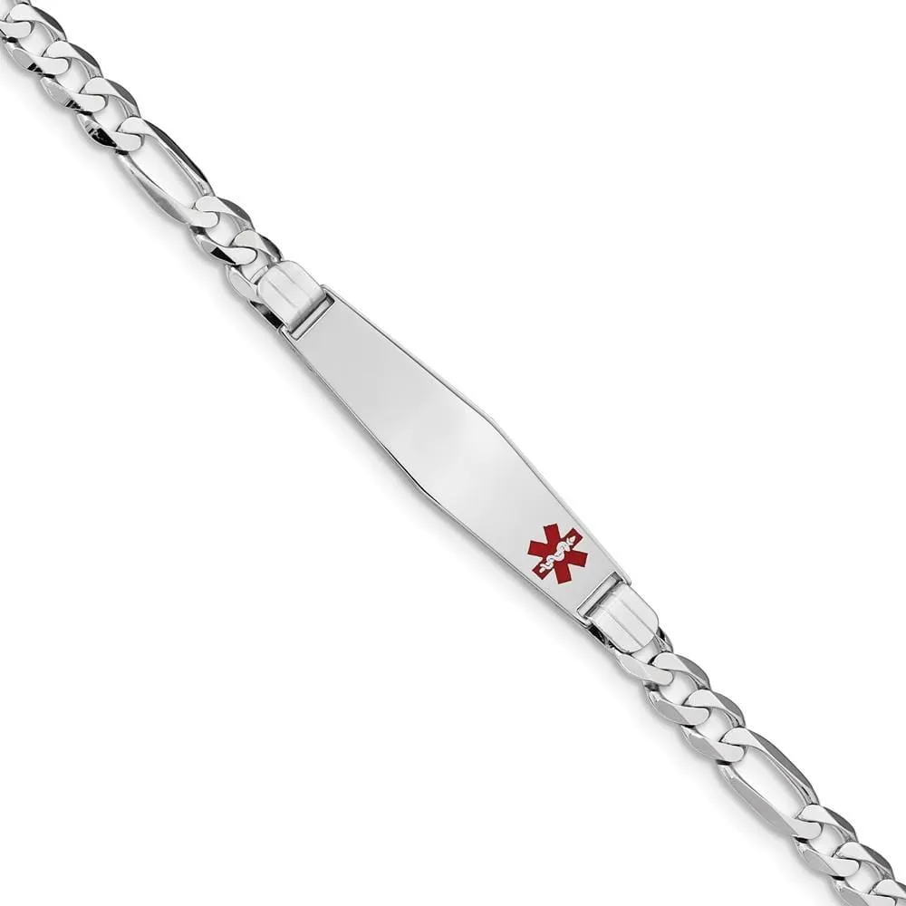 14K White Gold Figaro Link Medical ID Bracelet