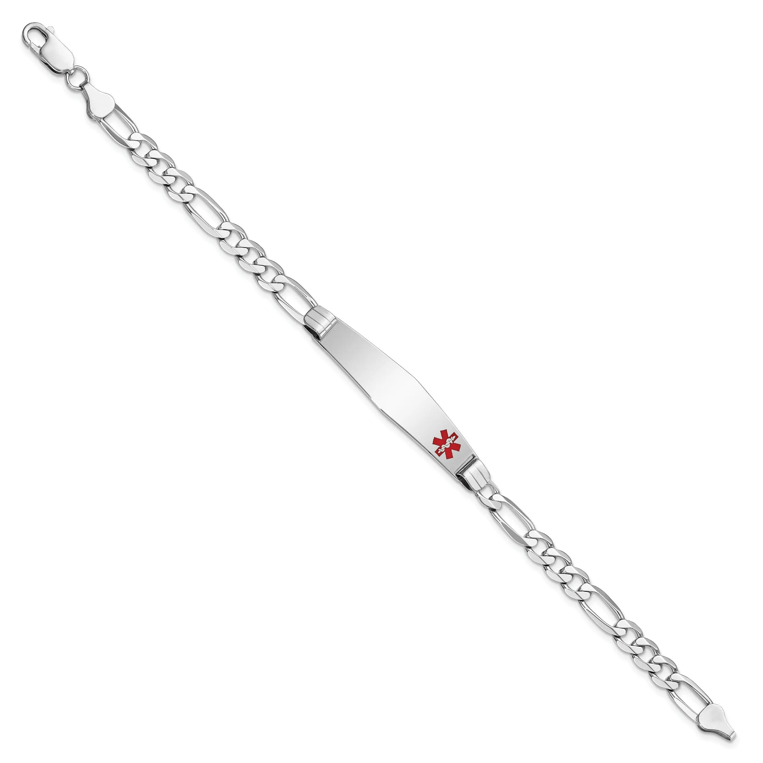 14K White Gold Figaro Link Medical ID Bracelet