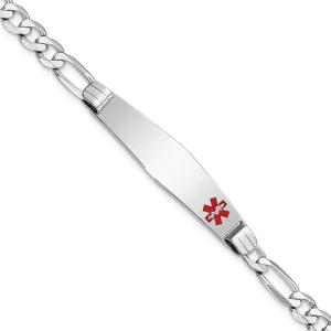 14K White Gold Figaro Link Medical ID Bracelet