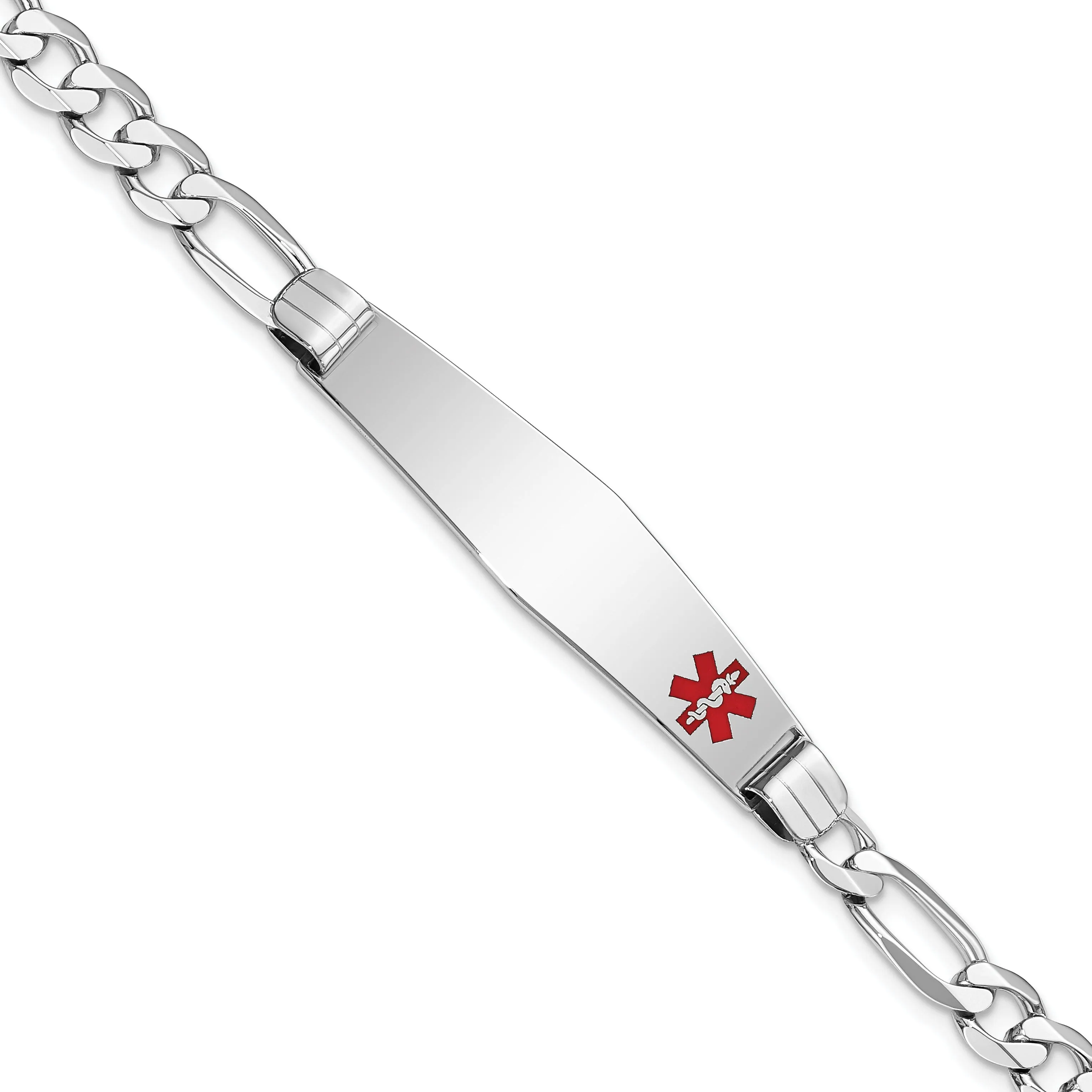 14K White Gold Figaro Link Medical ID Bracelet