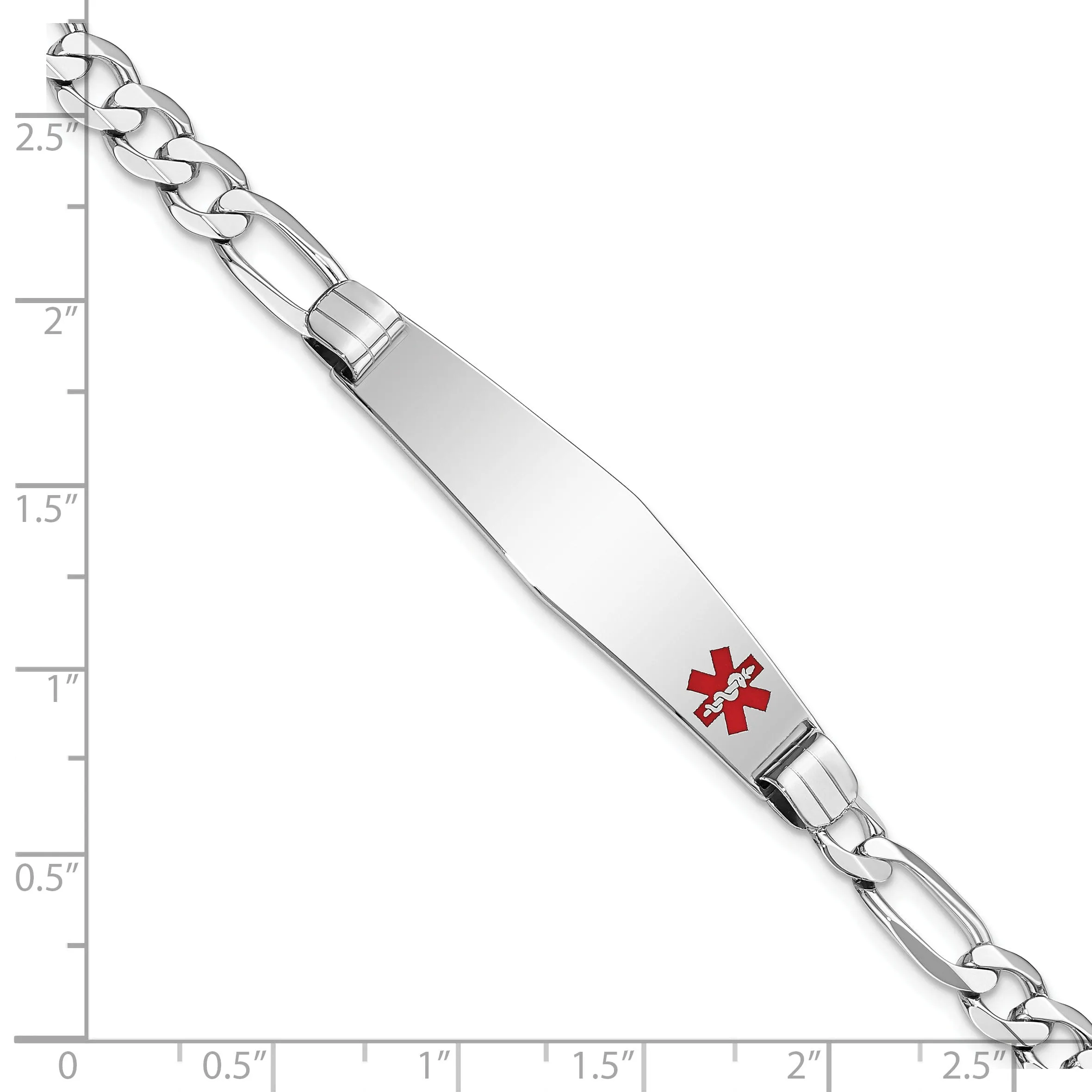 14K White Gold Figaro Link Medical ID Bracelet