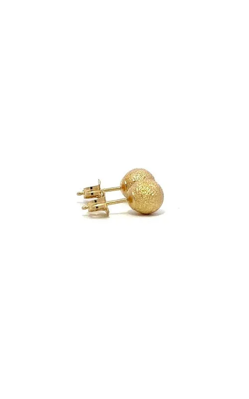 14K YELLOW GOLD 6MM STARDUST BALL STUD EARRINGS  G15309