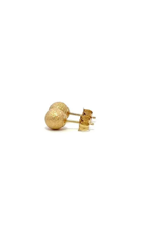 14K YELLOW GOLD 6MM STARDUST BALL STUD EARRINGS  G15309