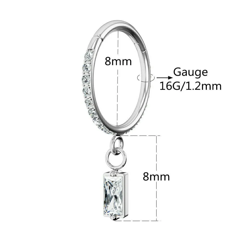 16G Rectangle Dangle CZ Cartilage Hoop Helix Earrings