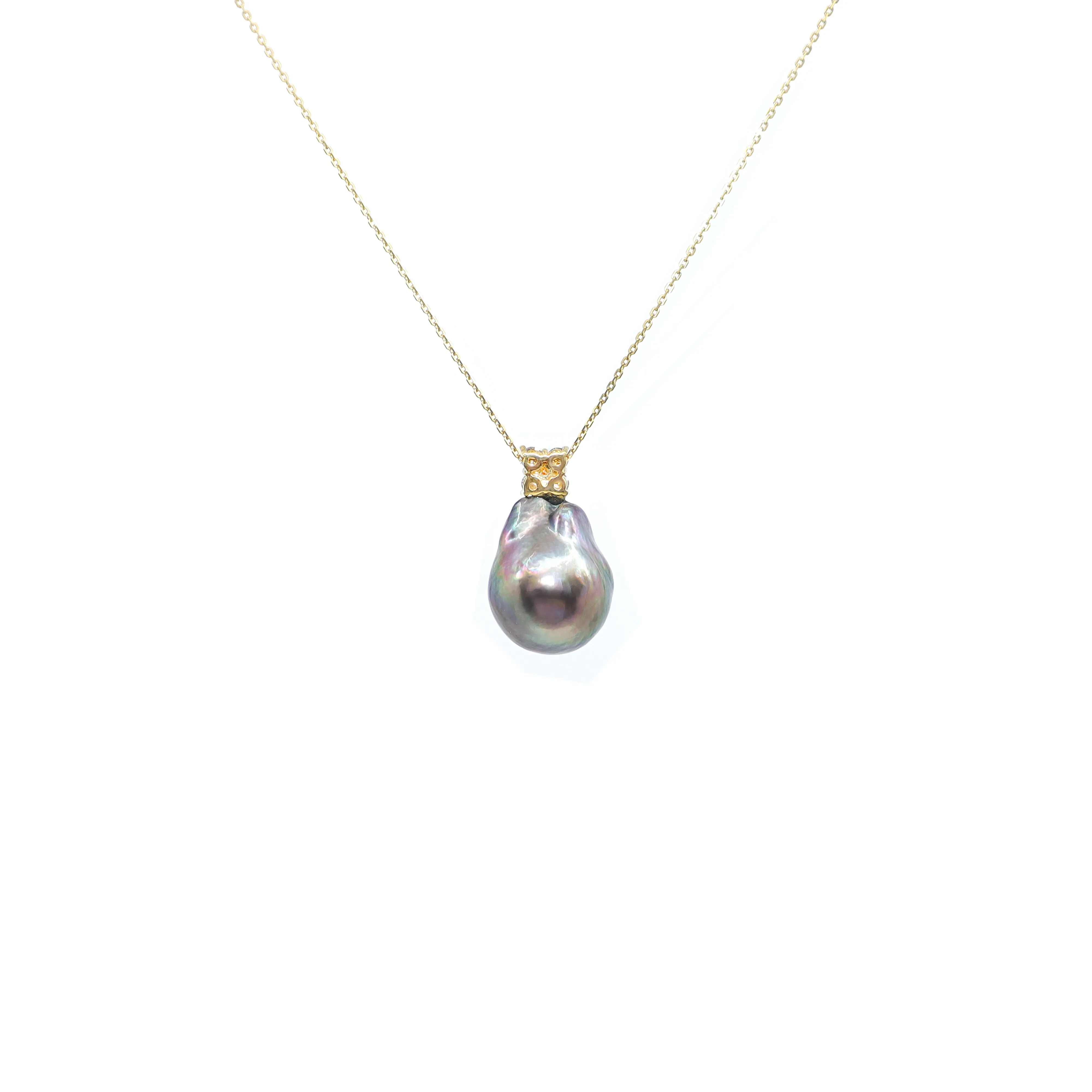 18K Yellow Gold Tahitian Baroque Pearl Necklace - 20716660