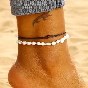 2 Pcs/ Set Anklets for Women Shell Foot Jewelry