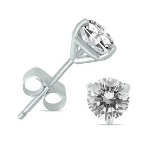 3/4 Carat Tw Ags Certified Martini Set Round Diamond Solitaire Earrings In 14K White Gold