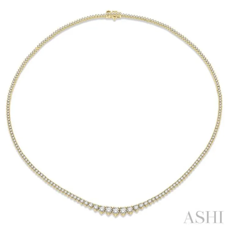 5 Ctw Riviera Round Cut Diamond Necklace in 14K Yellow Gold