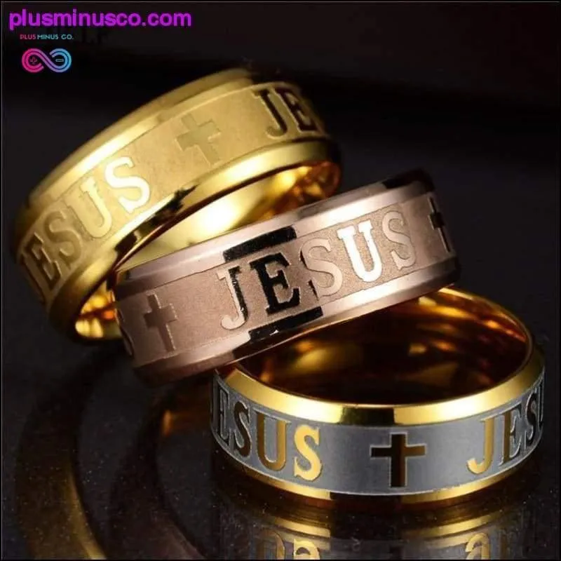 8mm Religious Christian Stainless Steel Jesus Cross Ring