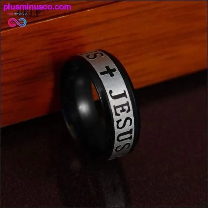 8mm Religious Christian Stainless Steel Jesus Cross Ring