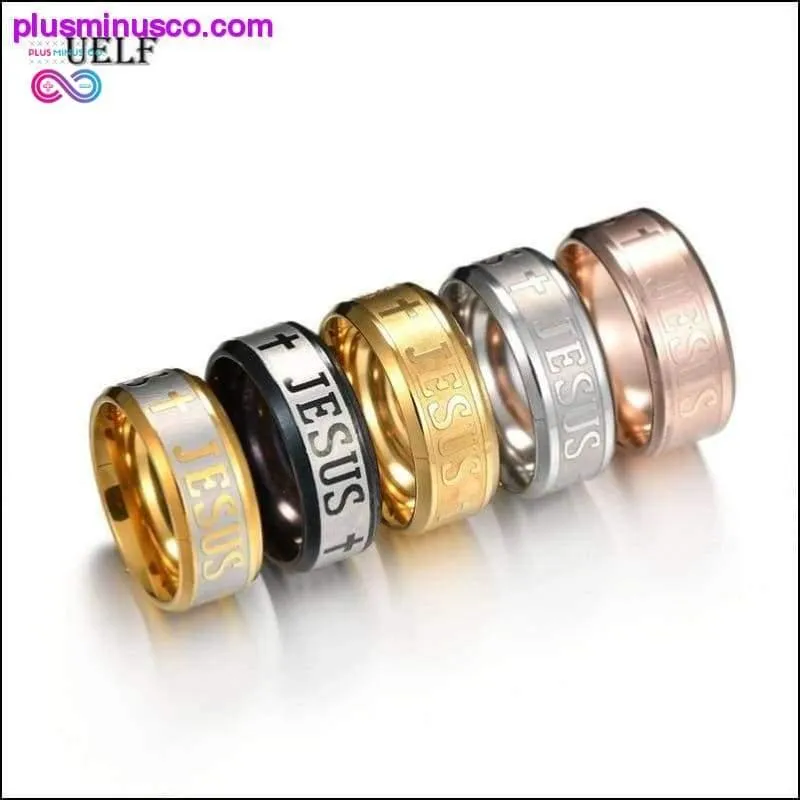 8mm Religious Christian Stainless Steel Jesus Cross Ring