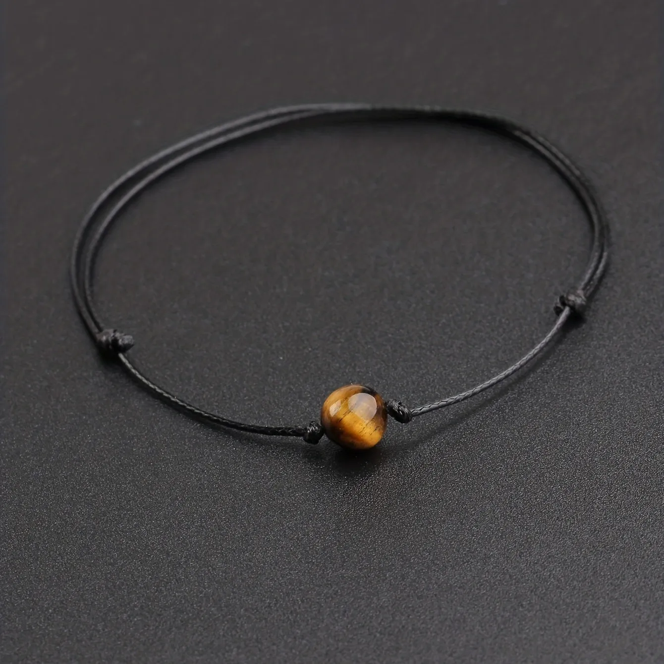 8mm Tiger Eye Stone Bracelet for Men  Adjustable