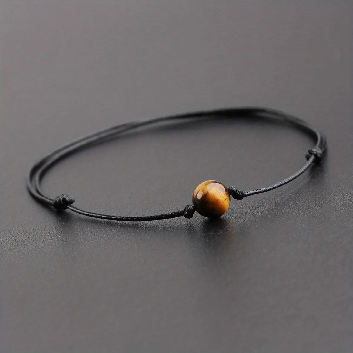 8mm Tiger Eye Stone Bracelet for Men  Adjustable