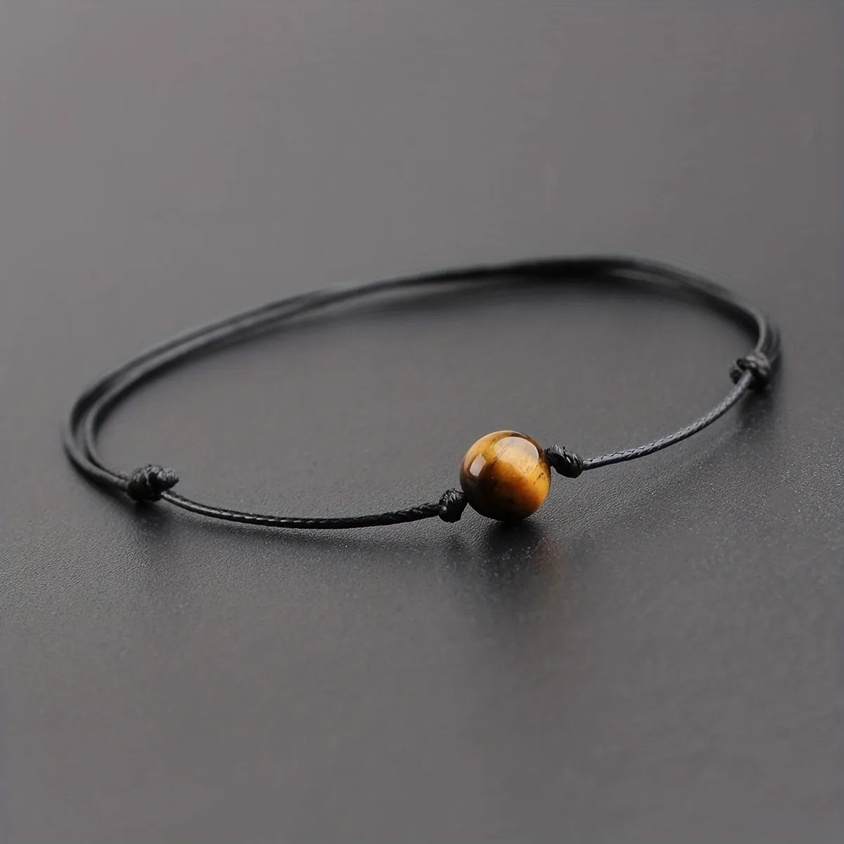 8mm Tiger Eye Stone Bracelet for Men  Adjustable