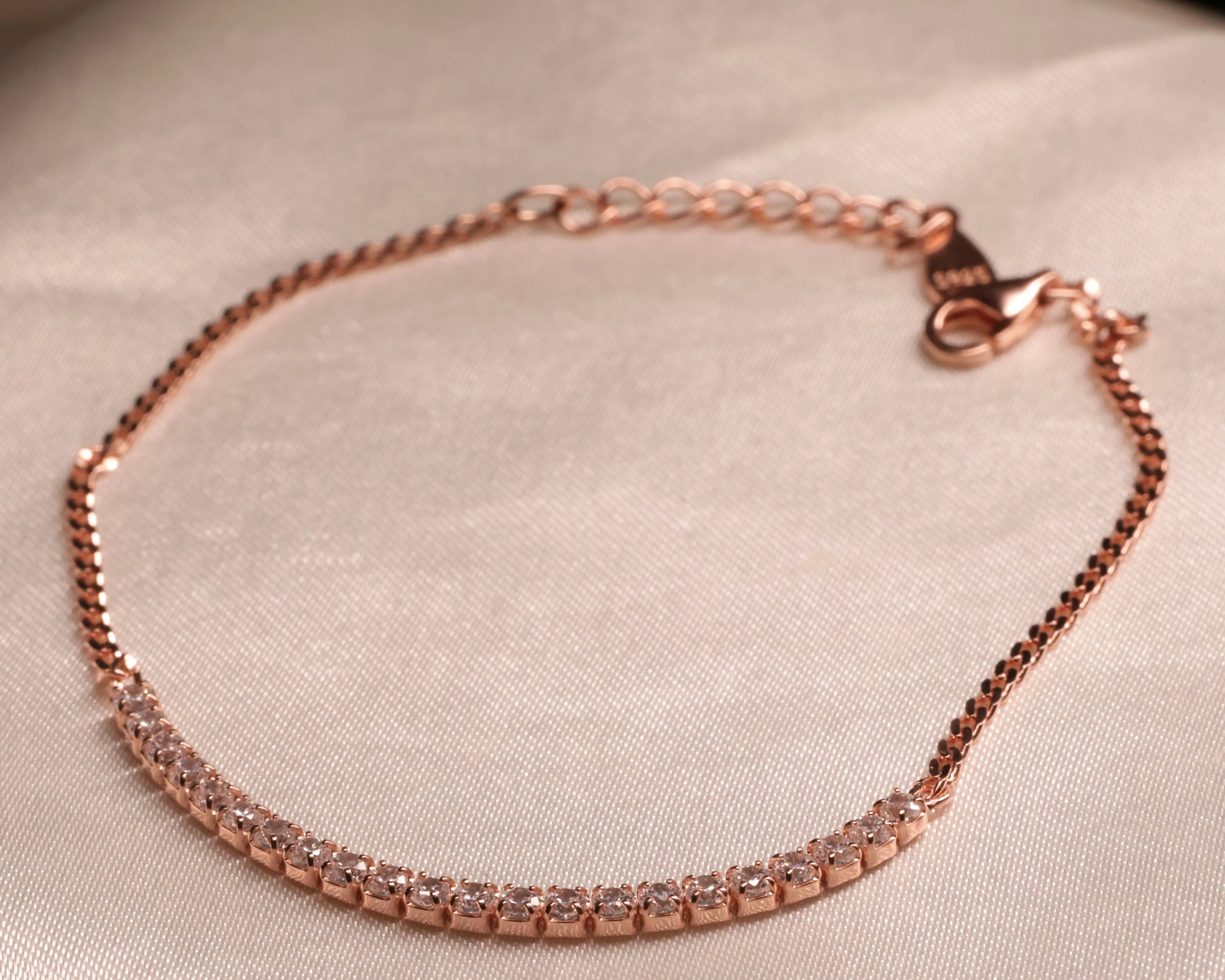 92.5 Silver Curb Tennis Bracelet