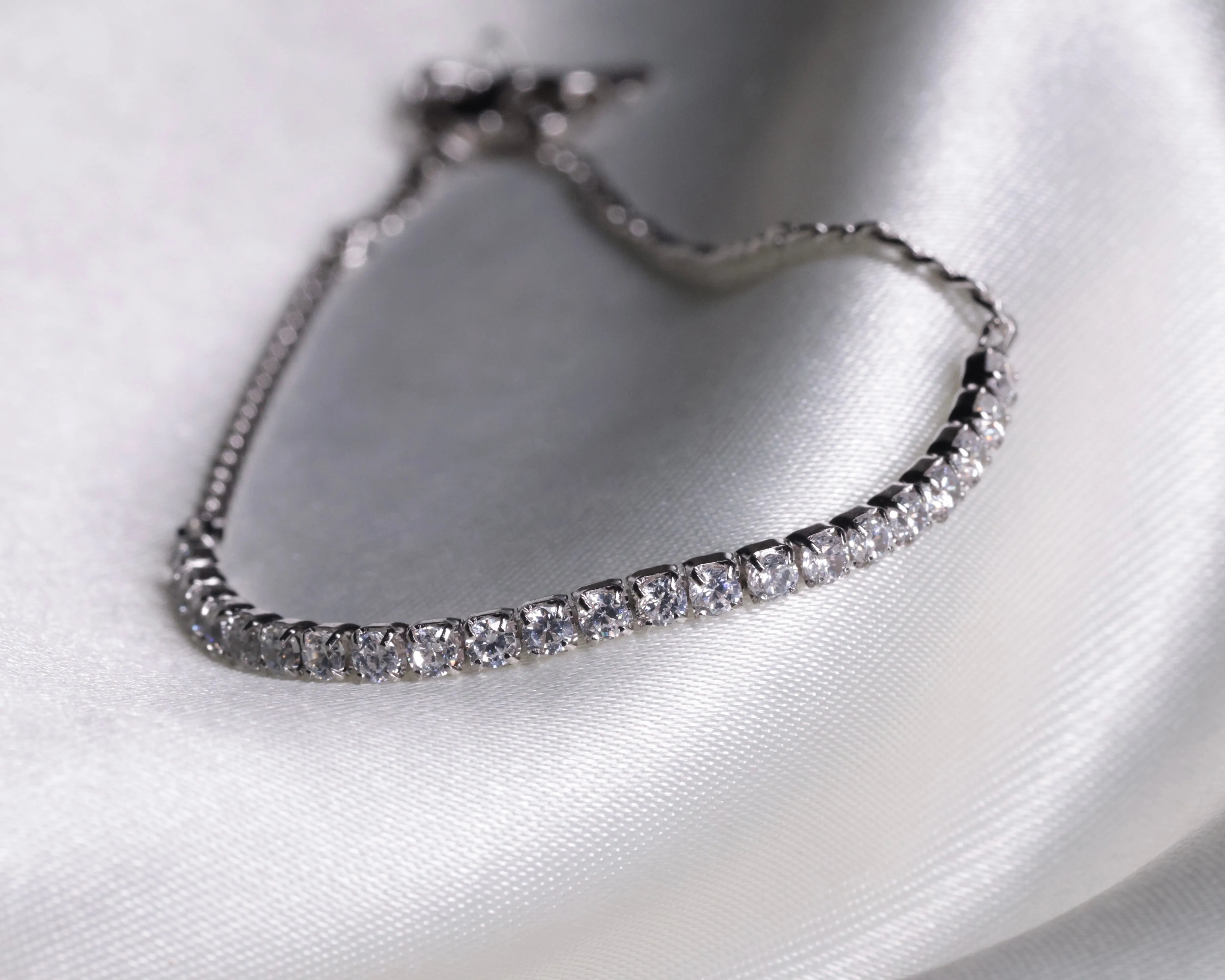 92.5 Silver Curb Tennis Bracelet