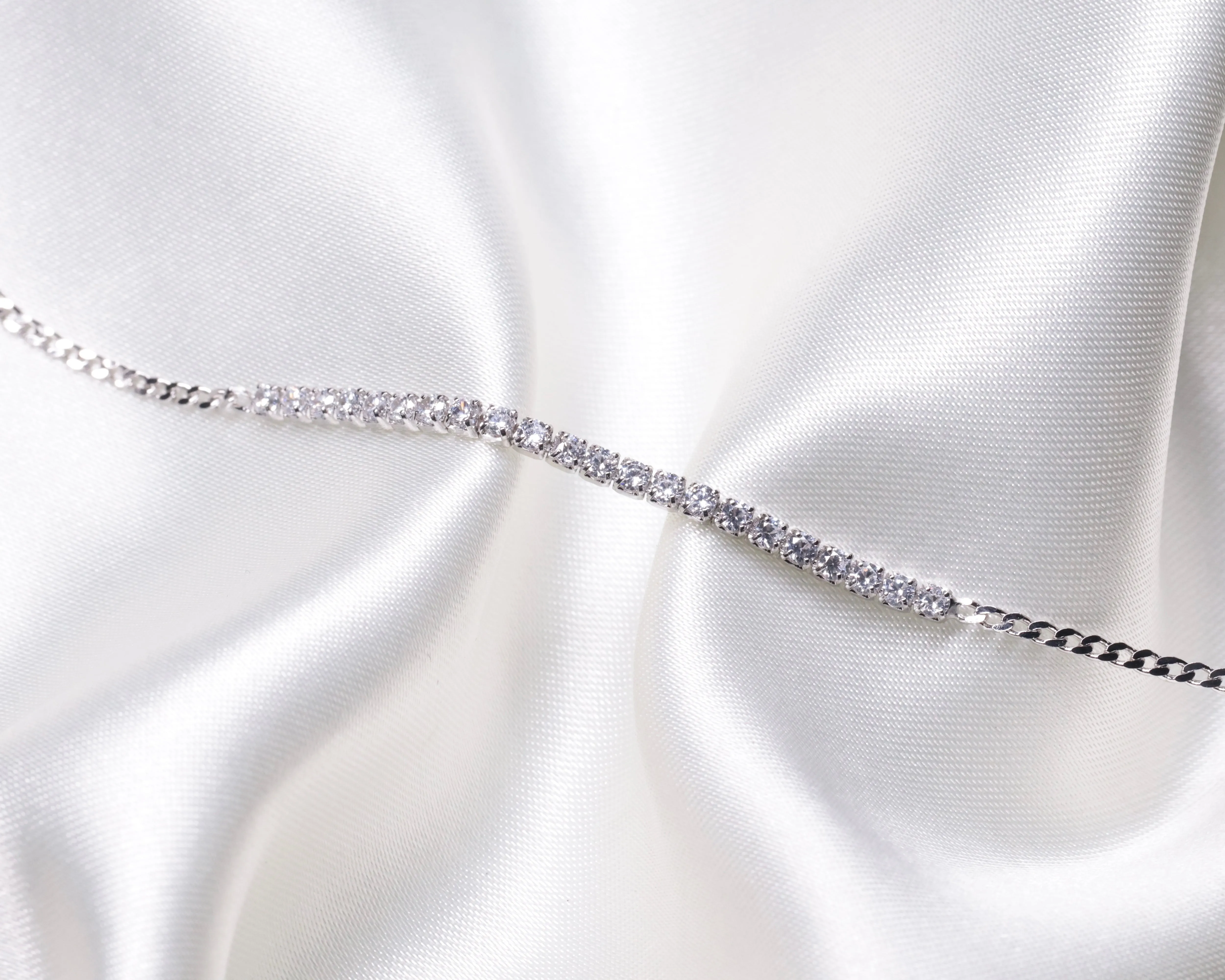 92.5 Silver Curb Tennis Bracelet