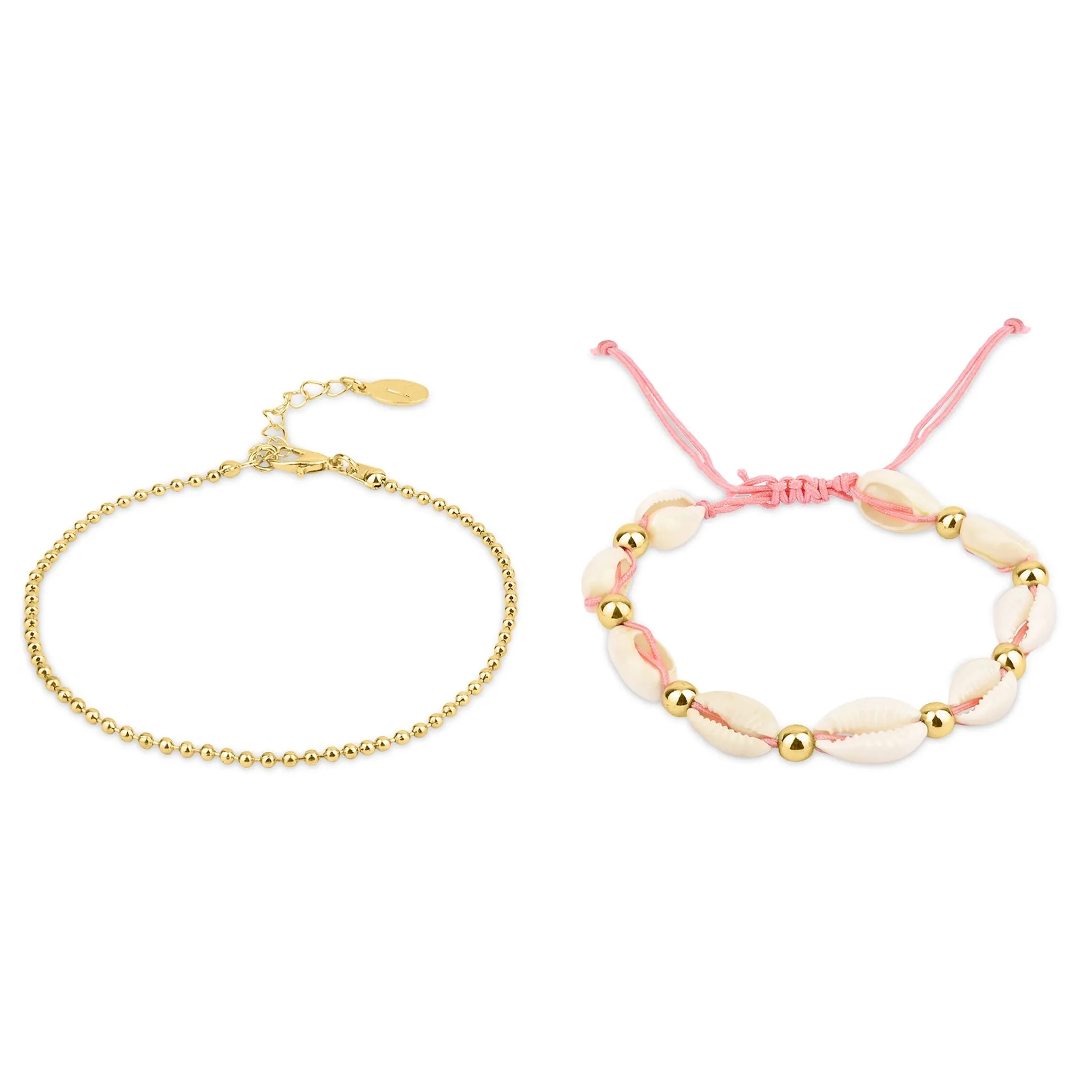 Accessorize London Women's Gold  Shell Friendship Anklets Pack Of 2