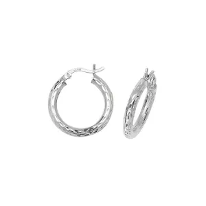 Acotis Silver Hoop Earrings Dia Cut G5695