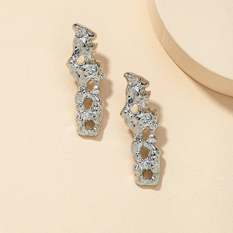 Alloy Jewelry Collection: Stylish Metal Texture Earrings Set for Cross-Border Wholesale