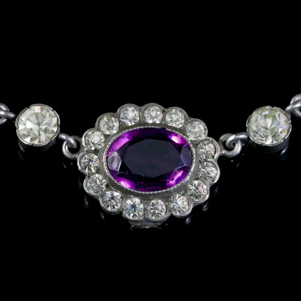 Amethyst Paste Edwardian Collar Necklace Silver Perfect For A Wedding 1915