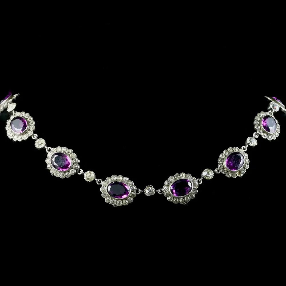 Amethyst Paste Edwardian Collar Necklace Silver Perfect For A Wedding 1915