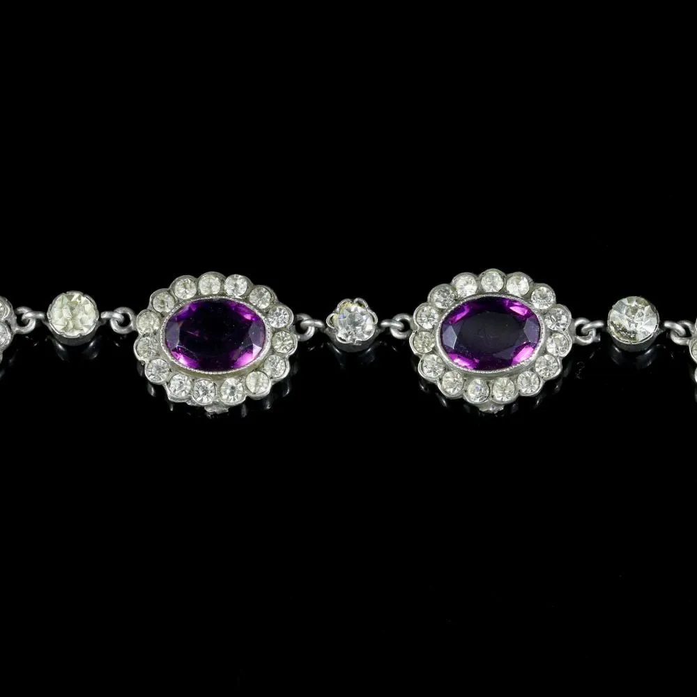 Amethyst Paste Edwardian Collar Necklace Silver Perfect For A Wedding 1915