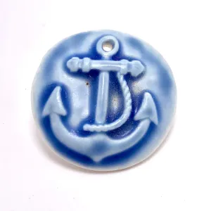 Anchor Porcelain Charm by Keith OConnor, Blue 26mm