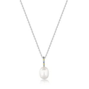 Ania Haie Silver Gem Pearl Drop Pendant Necklace N054-01H