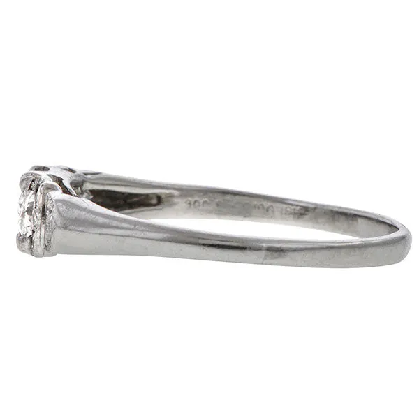 Art Deco Engagement Ring, Oval Diamond 0.15ct.