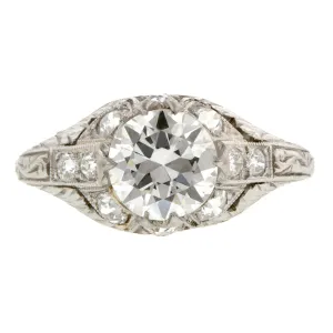 Art Deco Engagement Ring, RBC 1.36ct