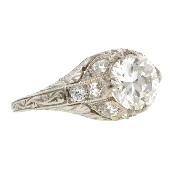 Art Deco Engagement Ring, RBC 1.36ct