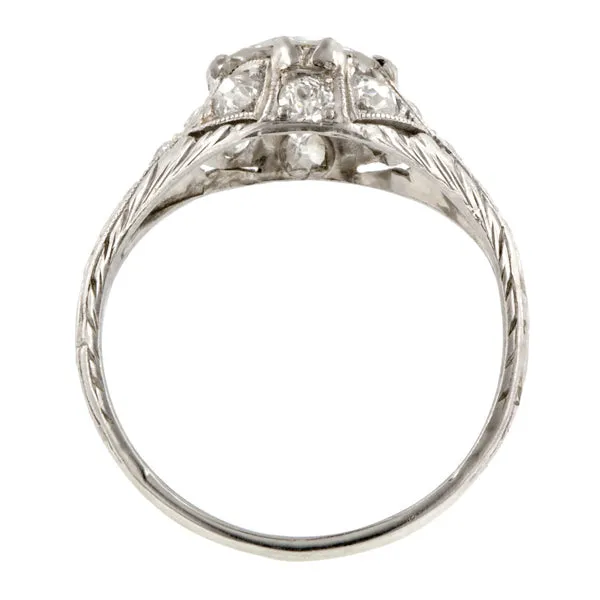 Art Deco Engagement Ring, RBC 1.36ct