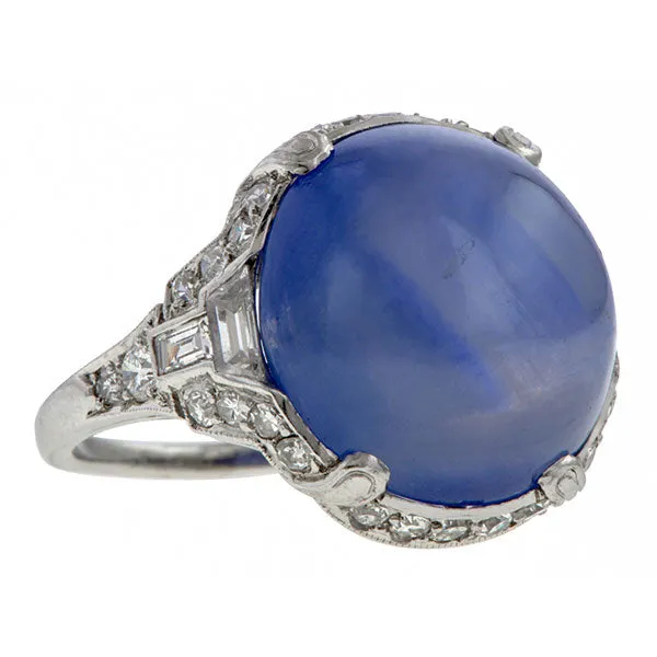 Art Deco Star Sapphire & Diamond Ring