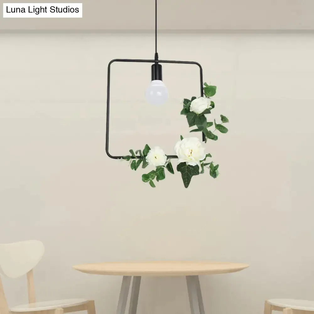 Artificial Flower Pendant with Loft Style Iron Frame - Triangle, Round, Square Design