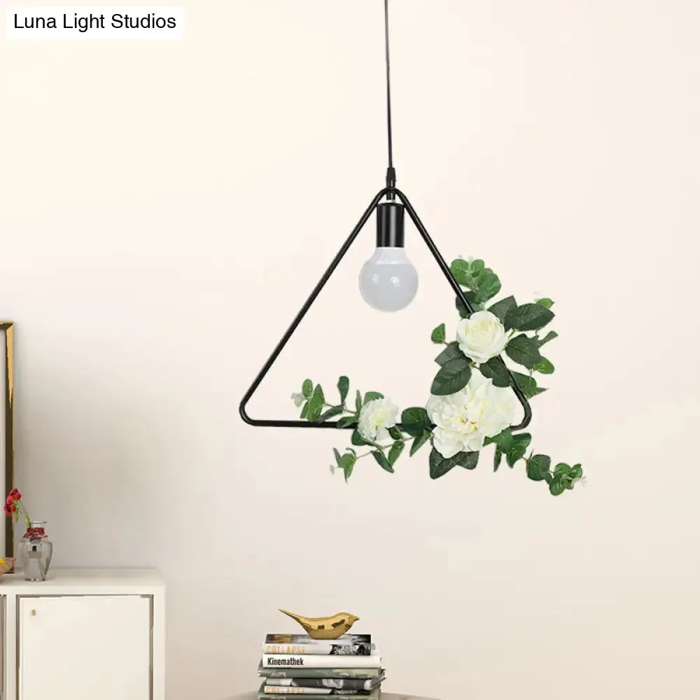 Artificial Flower Pendant with Loft Style Iron Frame - Triangle, Round, Square Design