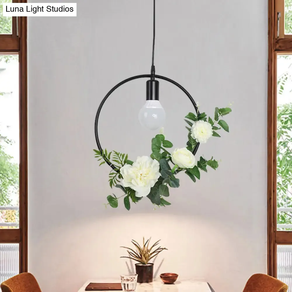 Artificial Flower Pendant with Loft Style Iron Frame - Triangle, Round, Square Design