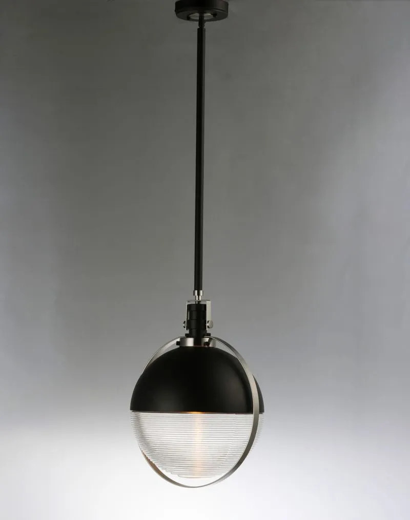 Axiom 12.25" Single Light Pendant in Black and Satin Nickel