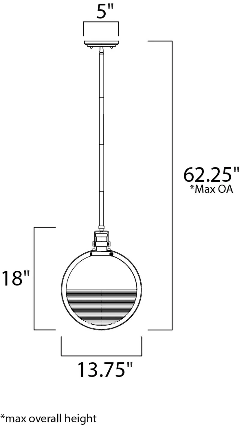 Axiom 12.25" Single Light Pendant in Black and Satin Nickel