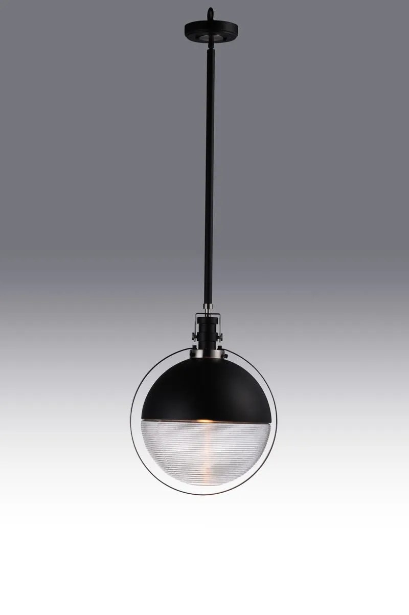 Axiom 12.25" Single Light Pendant in Black and Satin Nickel