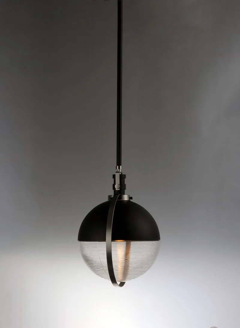 Axiom 12.25" Single Light Pendant in Black and Satin Nickel