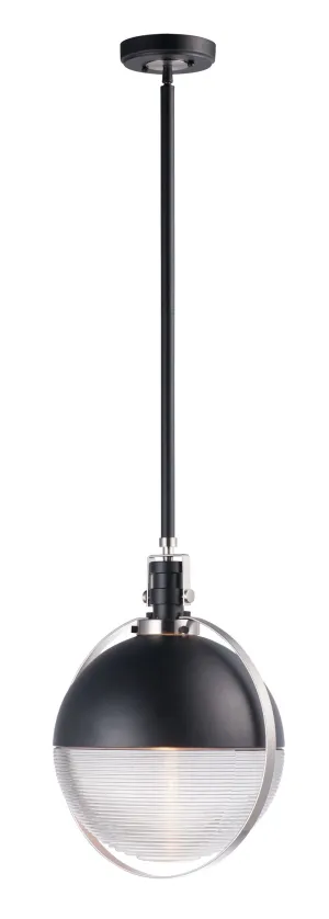 Axiom 12.25" Single Light Pendant in Black and Satin Nickel